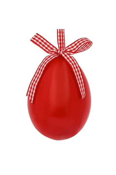 OEM Ou Decorativ de Paste Rosu cu Panglica cu Carouri 10cm