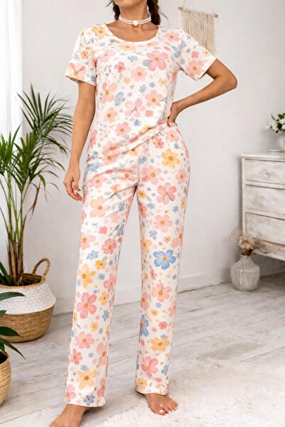 kuzey homewear طقم بيجامة مينت ديزي بأكمام قصيرة