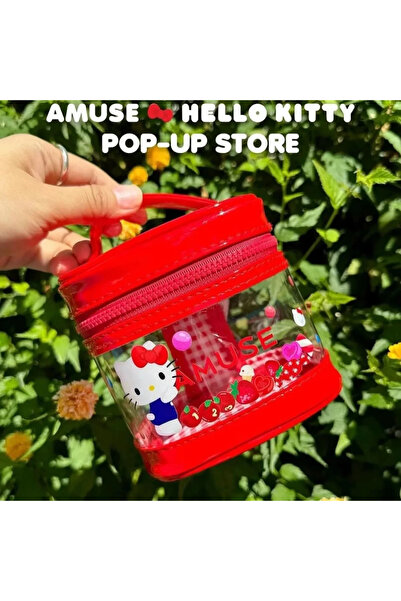 Choice1 حقيبة تخزين شفافة حمراء من سانريو هالو كيتي، حقيبة مستحضرات تجميل، حق...
