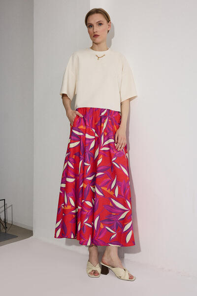 Touché Privé PATTERNED SKIRT WITH ELASTIC WAIST