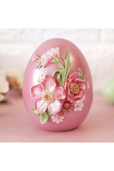 OEM Ou Decorativ de Paste cu Model Perlat & Flori Reliefate Ø8x12.5cm