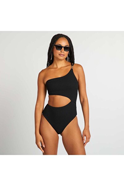 KIABI One-piece asymmetric swimsuit BLACK