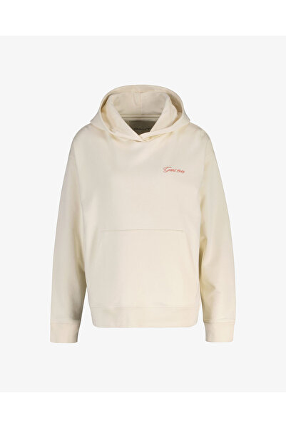 Gant Kadın Krem Regular Fit Kapüşonlu Sweatshirt