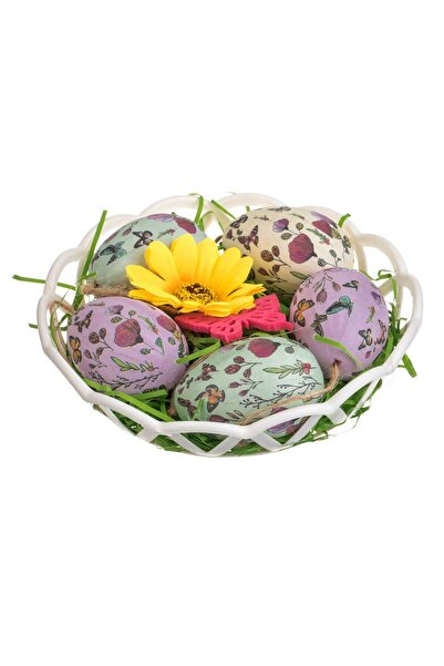 OEM Cos Decorativ de Paste cu Oua cu Model ”Flori & Fluturi” 6cm