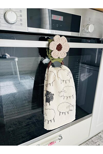 Devin Dekor Tekstil El Yapımı Papatya Desenli Ahşap Halka Havluluk – Örgü Ask...