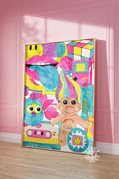 NinaStore Retro 90'lar Posteri/ 90'lar Oyuncakları Nostaljisi Duvar Sanatı Ba...