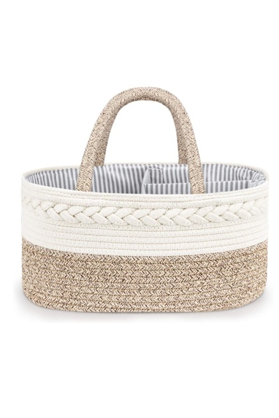 Choice Khaki Foldable Diaper Caddy Organizer Cotton Linen Portable Baby Stora...