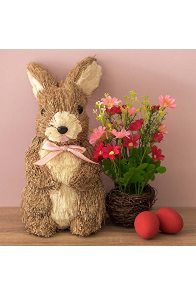 OEM Iepure Decorativ de Paste cu Cos & Flori 22x16x26cm