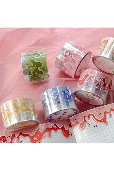 Choice full set-6 rolls 30mm * 3m jam series Kawaii Ins laser silver PET tape...