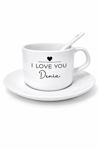 MyWorldorganization Kişiye özel İsimli Kalp ve I LOVE YOU tasarımlı kahve fin...