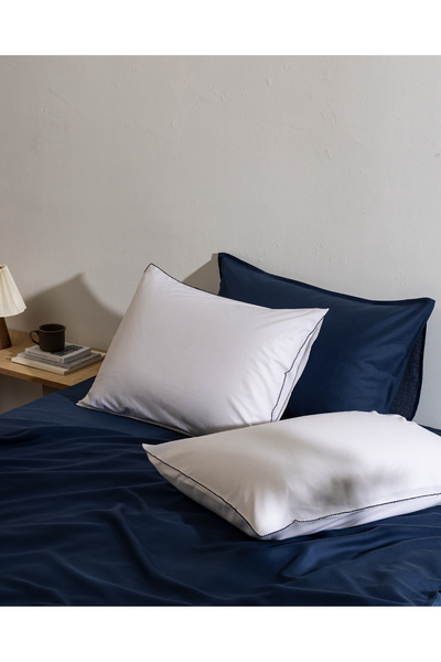 Madame Coco Husă de pernă Aulne 100% bumbac, pachet de 2 - Alb/Albastru închis