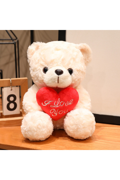 choice2 قلب أبيض 25 سم، دمية دب كرتونية جالسة 15/25 سم ، وبري ، هدية عيد الحب...