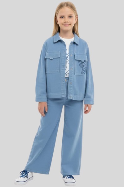 ww waka waka kids store Κοριτσίστικο Σετ με Κεντητό Τζιν Μπουφάν και Παντελόν...