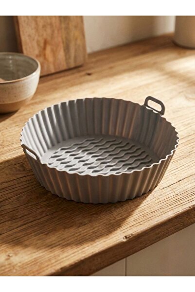 cook&kitchen Silicone Fryer Basket Gray 21 cm Wave Pattern