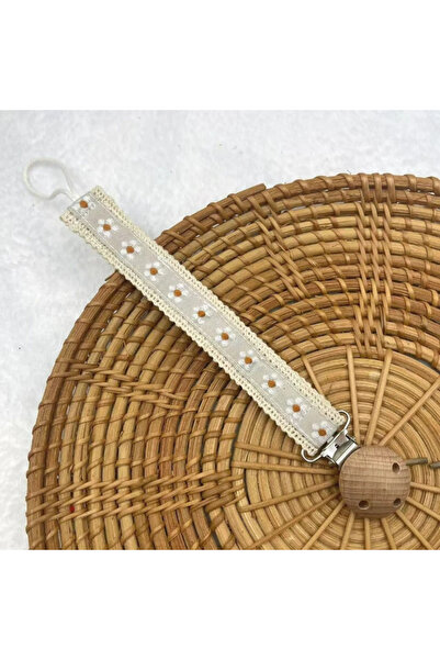 Choice7 daisy khaki Wooden Baby Pacifier Chain Cute Flower Print Dummy Nipple...