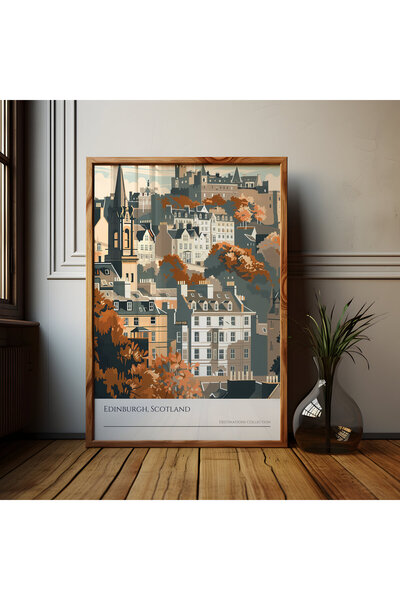 NinaStore Edinburgh Eski Şehir Posteri: İskoçya Seyahat Sanat Baskısı