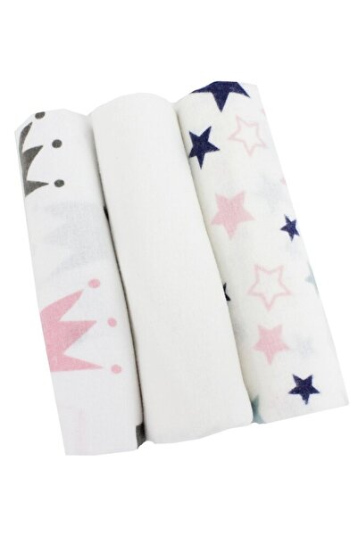 PRICHINDEL Set de 3 scutece, bumbac, stele și coroane roz, multicolor, 80x70 cm