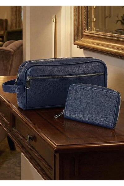 Duke Nickle Men's Navy Blue Bag Wallet Gift Set