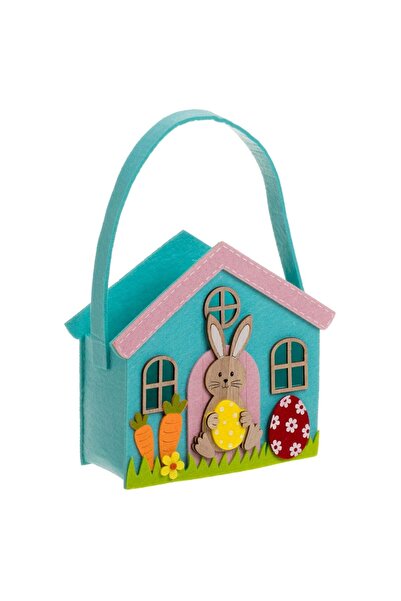 OEM Geanta Decorativa de Paste din Fetru cu Maner Casuta Iepuras Oua Menta 17...