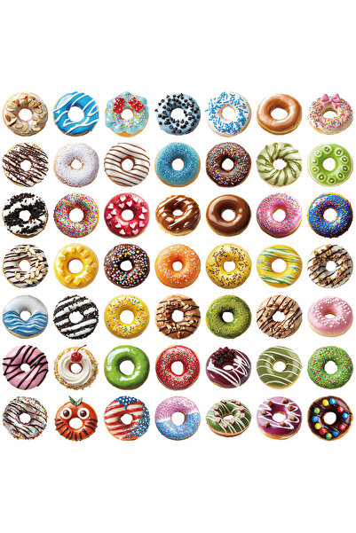 Choice 50PCS 50 Pieces Transparent INS Cartoon Donut Stickers - Waterproof Cl...