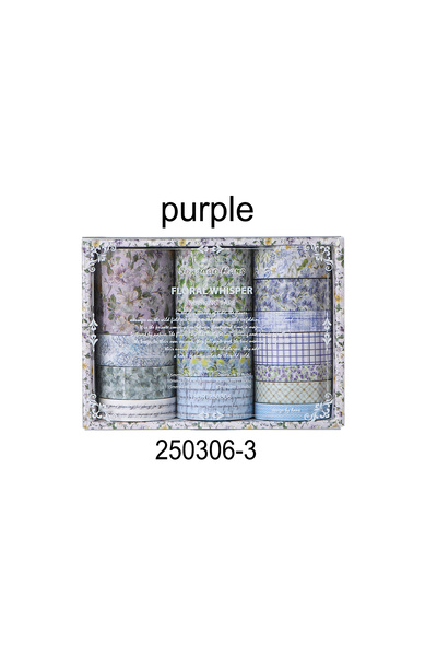 choice2 مجموعة أشرطة واشي زهرية نباتية رائعة، 15 لفة/علبة، لون بنفسجي، مناسبة...