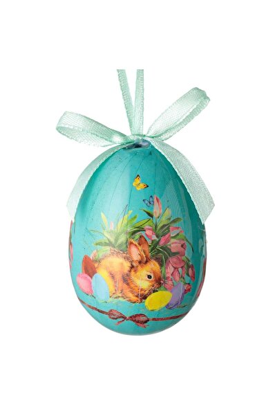 OEM Ou Decorativ de Paste Pictat Turcoaz Iepurasi si Oua 7.5cm