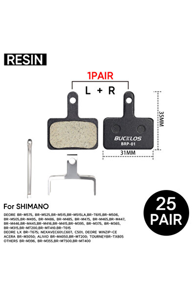Choice4 وسادات فرامل BUCKLOS Resin-25PC للدراجات الجبلية، وسادات فرامل هيدرول...