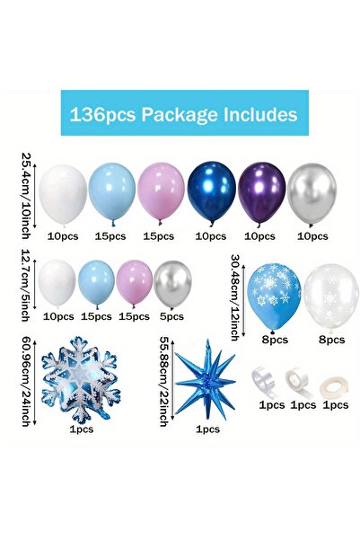Choice1 Other Set-1 1Set Ice and Snow Theme Blue Purple Latex Balloon Snowfla...