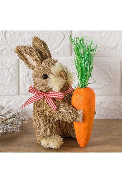 OEM Figurina Decorativa de Paste din Iarba Iepure cu Morcov 19cm