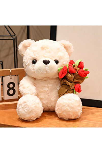 Choice4 قبعة بيضاء مقاس 25 سم، دمية دب كرتونية وبري مقاس 15/25 سم، محشوة، هدي...