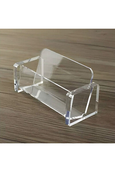 Choice White 1pc Acrylic Business Card Holder - Clear & Black Elegant Minimal...