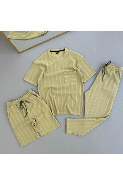 one2tex Raporlu Ottoman Fabric Pocket T-Shirt Trousers Bottom Short Shorts 3-...