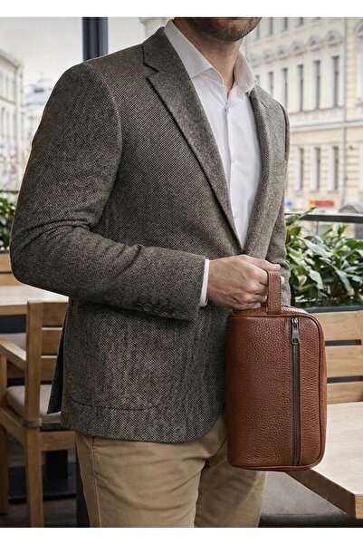 Duke Nickle Men's Brown Handbag Zippered Premium Men's Bag