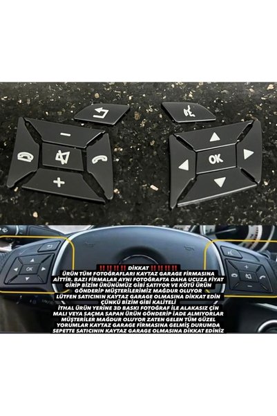 kaytaz Mercedes Direksiyon Tuş Kaplama Set W204 W212 W207 W117 W176 Üzerine G...