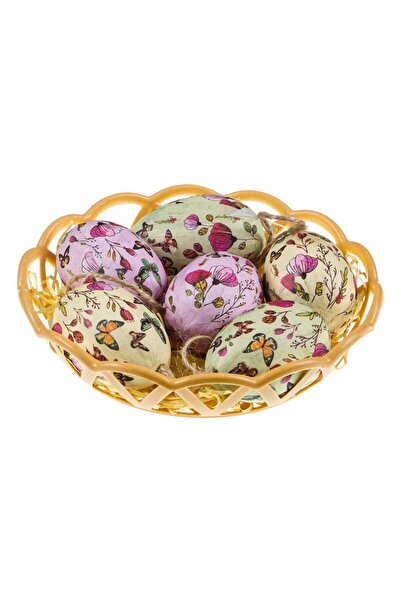 OEM Oua Decorative de Paste cu Model ”Fluturi” in Cosulet 6cm - 6buc