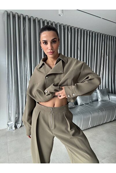 D'RECCY Premium Design Zipper Detailed Trousers-Bomber Jacket 2-Piece Set