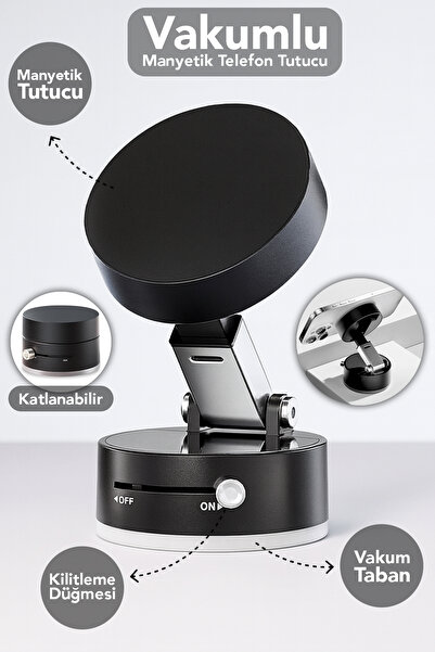 MasterCar Vakumlu Telefon Tutucu - Katlanabilir Vakum Tabanlı Manyetik Araç İ...