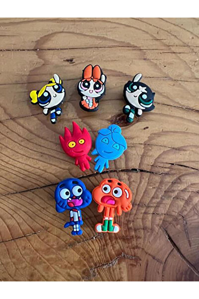 Buki'nin Atölyesi Terlik Süsü 7'li Set POWERPUFF SU VE ATEŞ GUMBEL