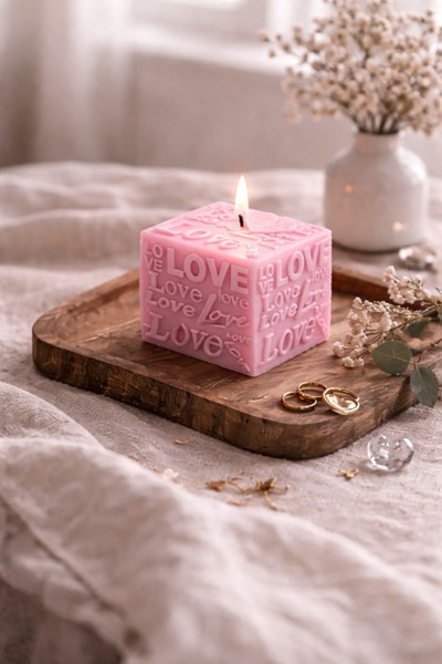 Carino E Bella Love Hediyelik Dekoratif Pudra Kokulu Mum Özel Günler Özel Anl...