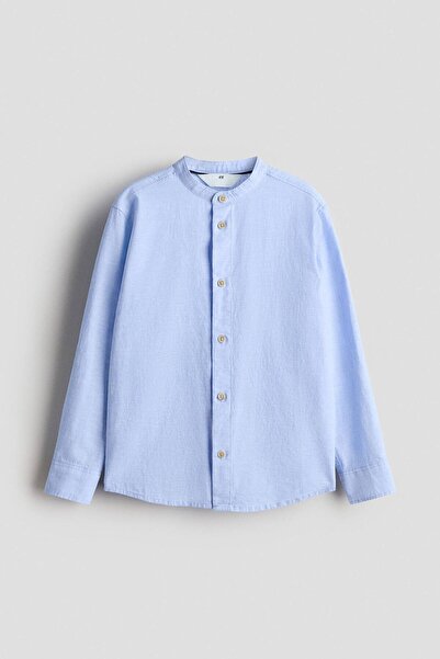 H&M Keten Karışımlı Hakim Yaka Gömlek