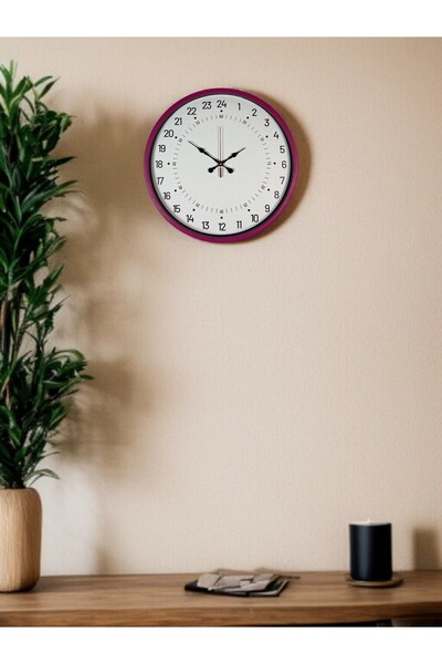alpotekno 36 cm Pink Special Design Wall Clock with 24 Hour Display