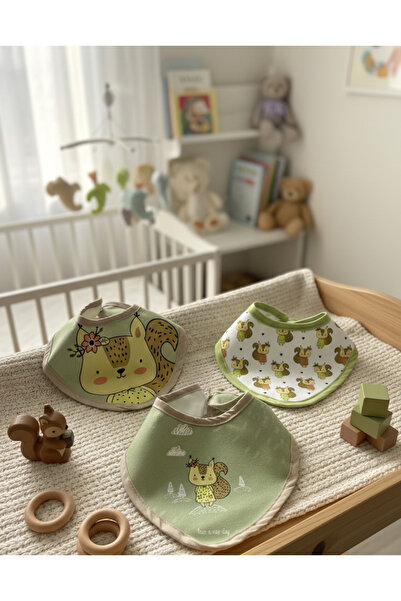 Bebek Mama Önlüğü ve Diş Akıntısı İçin 3'lü Fular Set - Sıvı Geçirmez