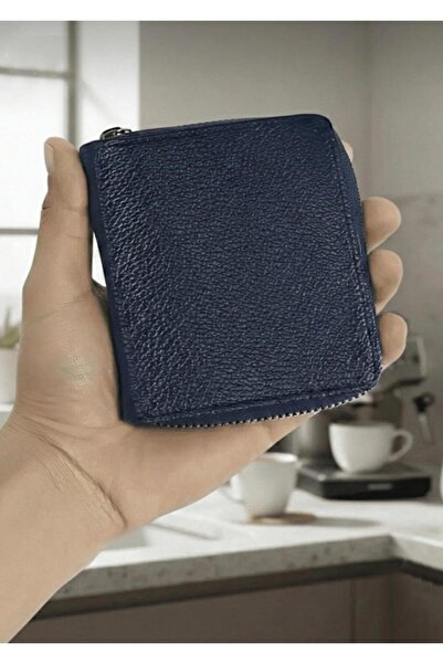 Duke Nickle Men's Navy Blue Zippered Leather Wallet Premium Men's Wallet