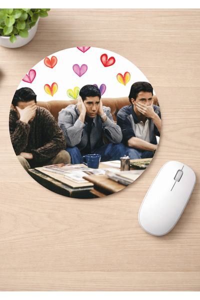 Eylül Design Friends Characters Printed Round Non-Slip Mousepad Ergonomic Mou...