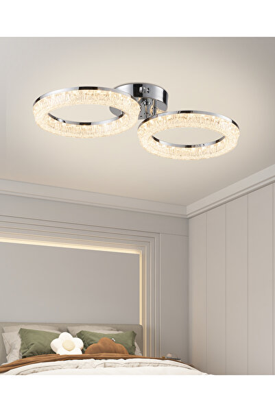 Apliqa Gomez 2'li Krom 3 Renkli Modern Plafonyer Led Avize