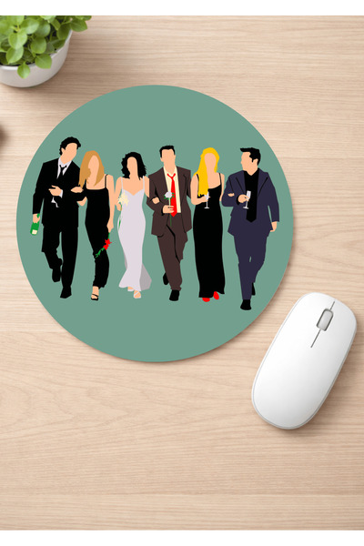 Eylül Design Friends Printed Round Non-Slip Mousepad Ergonomic Mouse Pad