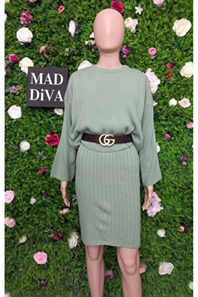 Mad Diva Knitted Dress + Sweater Julia Green Set