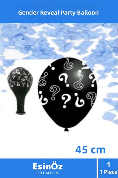 EsinÖz # Gender Balloon Girl Boy Gender Reveal Party Black Question Mark Chil...