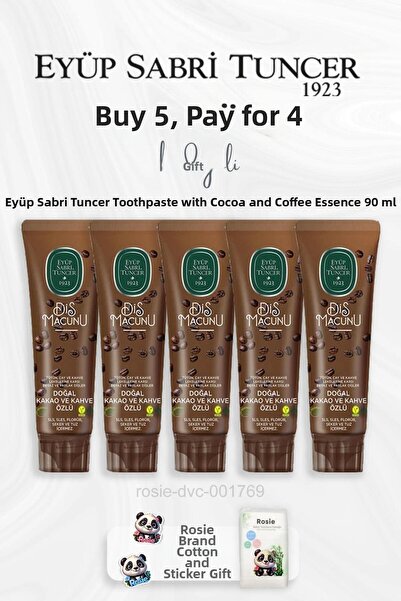 Eyüp Sabri Tuncer معجون أسنان بخلاصة الكاكاو والقهوة سعة 90 مل - اشتري 5 واحص...