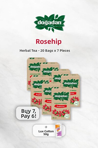 Doğadan اشتري 7 واحصل على 6 شاي ثمر الورد 20علبة، قطن
